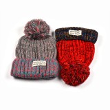 Winter beanie knitting plain fleece beanie for women /pom pom beanie with fleece fabric