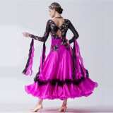B-19425 High-end Pearl silk ballroom dance dresses women adult with big pendulum customize ballroom dance dresses women adult