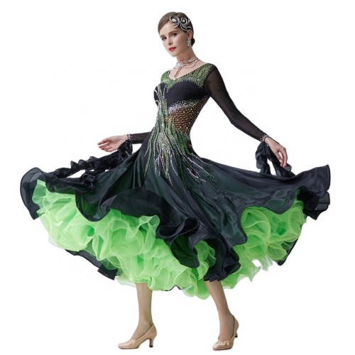 B-19176 Modern dance wear women ballroom dance costumes waltz performance uniforms ball dance dress ink painting big skirt dress