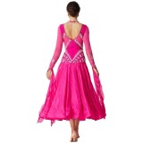 B-2098 Dress For Ballroom Dancing For Children High Quality Plus Size Pearl Silk Ballroom Dance Dresses For Sale