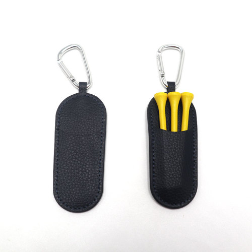 Custom Logo 3 Tees Leather Golf Tee Hanger with Clip