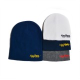 Custom cheap mens embroidery logo knitted long slouchy beanie winter caps