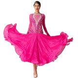 B-2098 Dress For Ballroom Dancing For Children High Quality Plus Size Pearl Silk Ballroom Dance Dresses For Sale