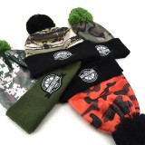 winter warm stylish acrylic wholesale custom camouflage printing beanie hats with top ball