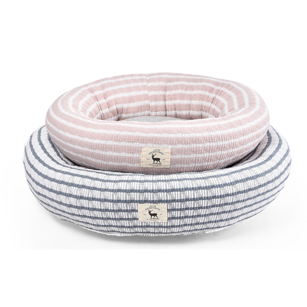 Stripe Cotton Pp Filling Soft Warm Pet Round Sofa Skin-Friendly Donut Cuddler Cat Dog Sleep Bed