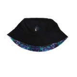 Custom plain reversible black floral bucket hats with metal logo