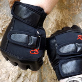 Customized Logo Design High Quality Half finger Leather Fitness Exercise Gloves