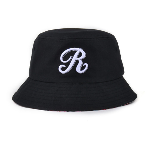 Summer flower print custom bucket hat with embroidery logo wholesale
