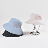 Wholesale fishing hat embroidery logo custom deaigner women bucket hat with string