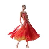 B-19432 Women Modern Lyrical Costume High Quality Waltz Tango Smooth Dance Dress Standard Ballroom Dress For Competition