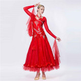 B-1479 Modem dance dress new competition national standard red ballroom dance dress for competition