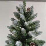 Prelit 7ft Artificial White PVC Tips Xmas Tree Christmas tree Green with Wood Trunk and Pine Cone