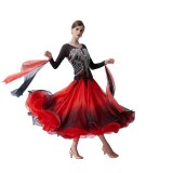 B-19492 New Modern Dance Performance Costume Diamond Embroidered Gradient Big Hem Ballroom Waltz Jazz Dancing Racing Stage