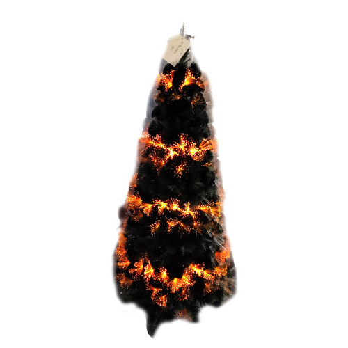 Lighted Fiber Optic Halloween Trees with Yellow and Black color