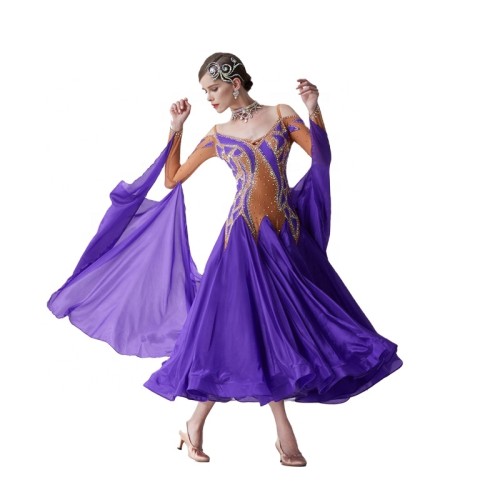 B-19589 Custom ballroom dance competition dresses high-end ballroom dancing waltz dress smooth ballroom dresses for sale