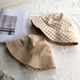 Classic checked breathable hats reversible wear designed women plaid bucket hat