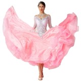 B-19465 Ready Made Long Ballroom Dancing Dress Perfect Custom Made Pearl Ballroom Dancing Dresses Girls For Competition