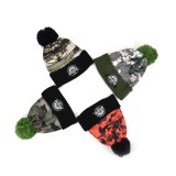winter warm stylish acrylic wholesale custom camouflage printing beanie hats with top ball