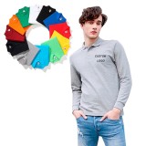 Mens Performance Polo Shirts 220GSM Custom Logo Long Sleeve Polo Shirt With Your Design Mens Cotton Polo Shirts