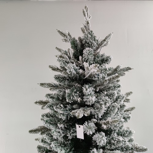 With Flocked 7FT Slim PVC Christmas Tree with Metal base