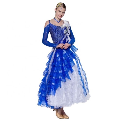 B-1465 High quality modern dance dress new long sleeve waltz competition ballroom dance dress for sale