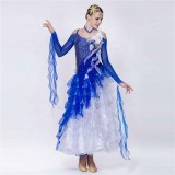 B-1465 High quality modern dance dress new long sleeve waltz competition ballroom dance dress for sale
