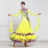 B-14790 Custom top sale yellow ballroom dance dress women dress for ballroom dancing for children