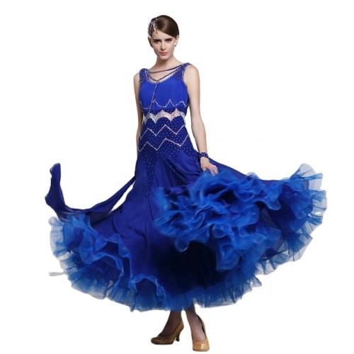B-14743 Custom high quality international standard ballroom dance dress short sleeves ballroom dancing dress