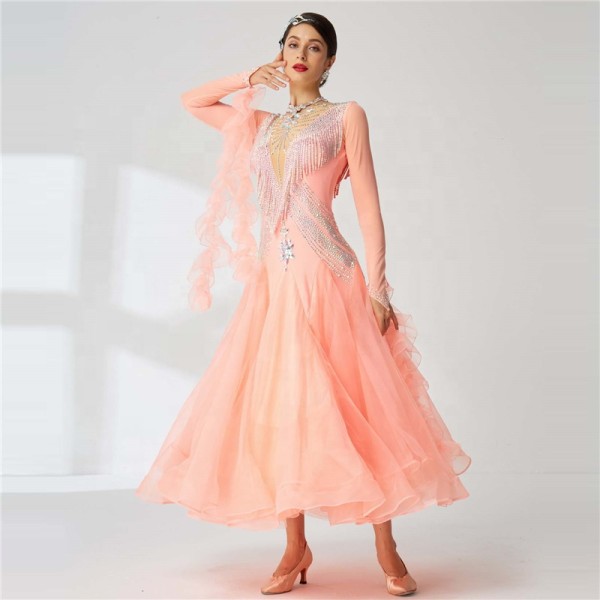 B-2055 New customer competition sexy ballroom dance dress waltz national standard salsa dance performance dresses for sale