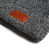 Promotion cuff Knit Your leather patch logo High Quality Beanies Hat