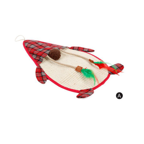 Natural Sisal Fiber Holiday Cat Scratcher with Ball for Christmas Mouse Shaped Cat Scratcher Mat