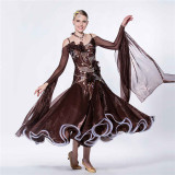 B-14123 National standard modern competition dress new adult long plus size ballroom waltz dance dress for sale