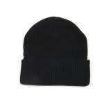 Plain Thick Warm knitted beanie ribbed beanie knit beanie with leather patch