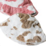 Designer fashion winter autumn furry winter cow print fur bucket hats