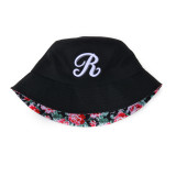 Summer flower print custom bucket hat with embroidery logo wholesale