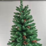 Factory 6ft Artificial Flocked PVC Christmas Tree with Pine Cone and Berry Metal Base
