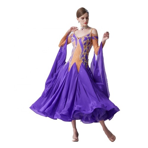 B-19589 Custom ballroom dance competition dresses high-end ballroom dancing waltz dress smooth ballroom dresses for sale