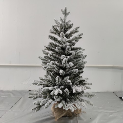 Mini Tree PVC PE Mixed Mini Christmas Tree with Snow and Burlap Bag Stand