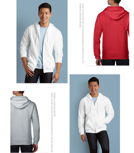 High Quality Fleece Sweatshirt Custom Zipper Hoody Printed Logo Mens Hoodies With Hood