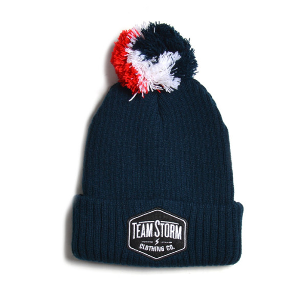 Custom size winter hats pom pom beanies with custom embroidery