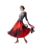B-19492 New Modern Dance Performance Costume Diamond Embroidered Gradient Big Hem Ballroom Waltz Jazz Dancing Racing Stage