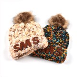 Wholesale custom polar fleece pom pom beanie for women