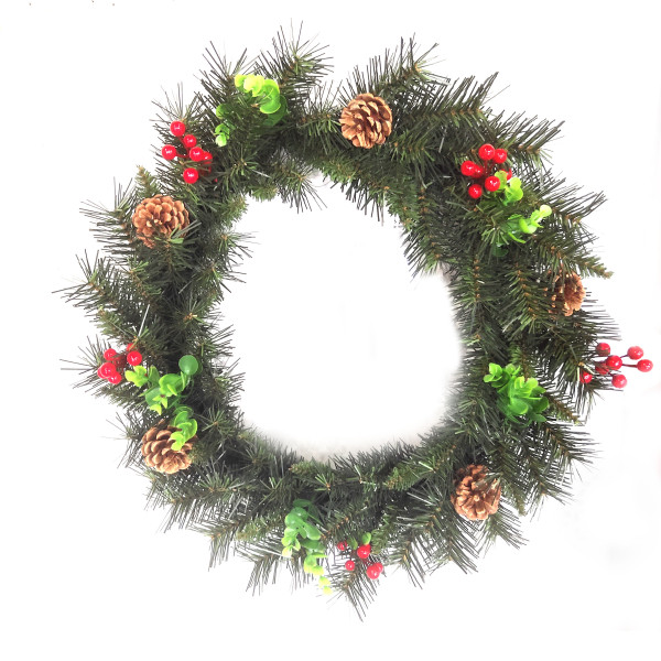 Holly Pvc Artificial Wholesale Artificial Christmas Wreath For Decoration