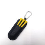 Custom Logo 3 Tees Leather Golf Tee Hanger with Clip