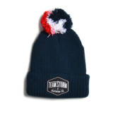 Custom size winter hats pom pom beanies with custom embroidery