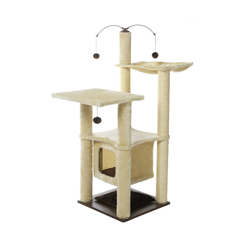 Short Plush Cover Kitty Climbing Furniture Sisal Post Rotating Ball Cat Scratching Tree