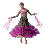B-19213 professional women ballroom dance dresses standard waltz flamenco tango competition dress yellow blue for women girls