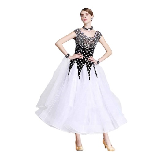 B-14201 Custom-made Long Ballroom Dance Competition Dresses Modern Waltz Dot Dancing Dress