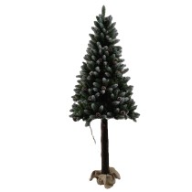 Prelit 7ft Artificial White PVC Tips Xmas Tree Christmas tree Green with Wood Trunk and Pine Cone