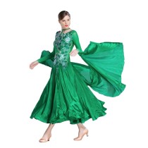 B-18412 Pearl Silk Long Ballroom Dancing Dress Hot Sale International Standard Competition Children Ballroom Dance Dress